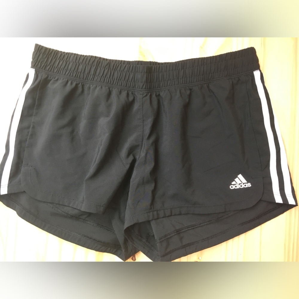 adidas Women's Black Athletic Running Shorts with White Stripes Dance gym school